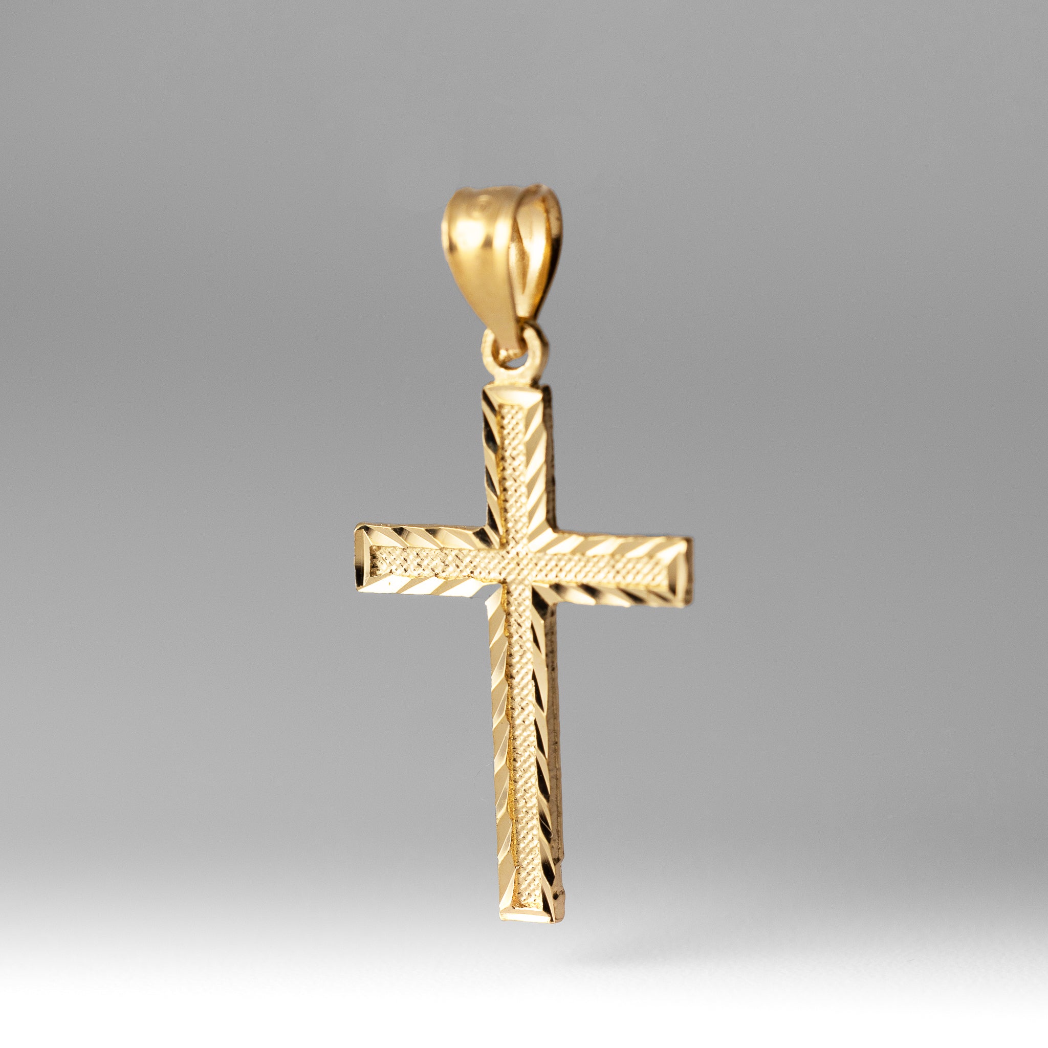 14K Gold Diamond Cut Medium Cross Pendant Necklace - Model 2225 | Elegant Religious Jewelry for Women, Perfect for Church, Weddings & Special Occasions
