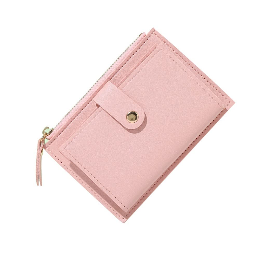 Women's Leather Wallet - Slim Mini Zipper Purse with Multi-Card Slots & Coin Pocket, Compact Size 9.5x13.5cm (Pink) - Perfect for Everyday Use, Travel & Gift Giving
