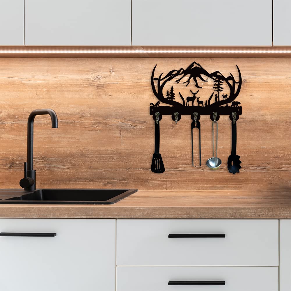 3D Deer Key Hooks Holder - Animal Theme Wall Mounted Organizer Rack for Keys, Hats & Coats | Entryway, Front Door, Kitchen & Bedroom Decor | Unique Housewarming & Birthday Gift Idea for Home Organization