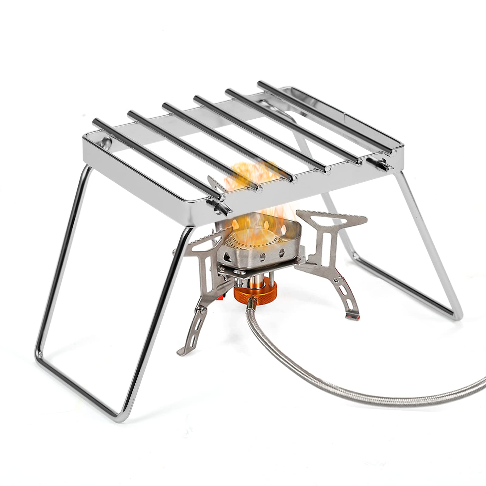 Portable Stainless Steel Folding Campfire Grill Stand - Multifunctional Gas Stove Grate for Outdoor Camping, Picnics & Backpacking Adventures