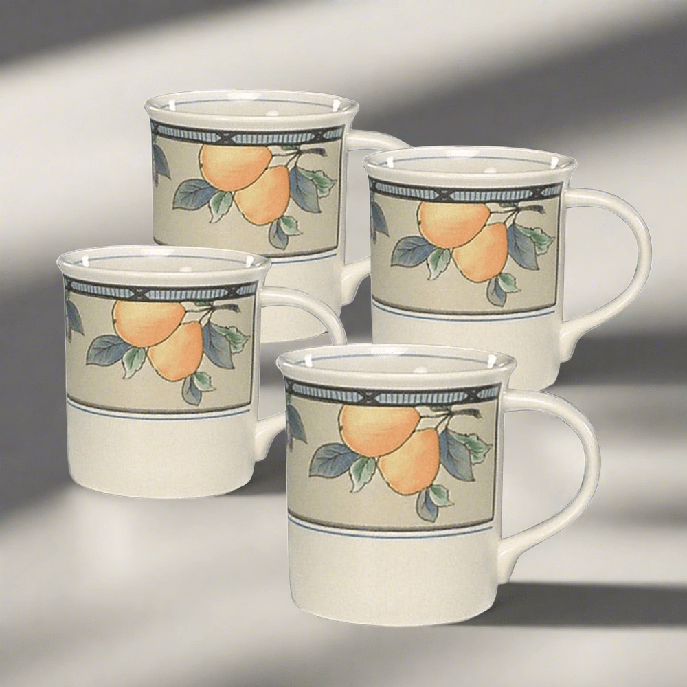 Premium Garden Harvest® Coffee Mugs Set of 4 - Ceramic Tea Cups with Handle for Home, Office & Outdoor Use - Perfect for Coffee, Tea, Hot Chocolate & Soups