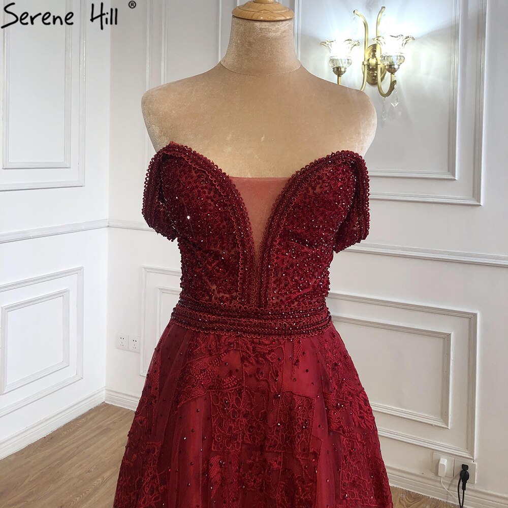 Serene Hill Women's Wine Red A-Line Evening Dress with Crystal Sweetheart Neckline - Elegant Luxury Gown for Parties, Prom, Weddings & Special Occasions 2025