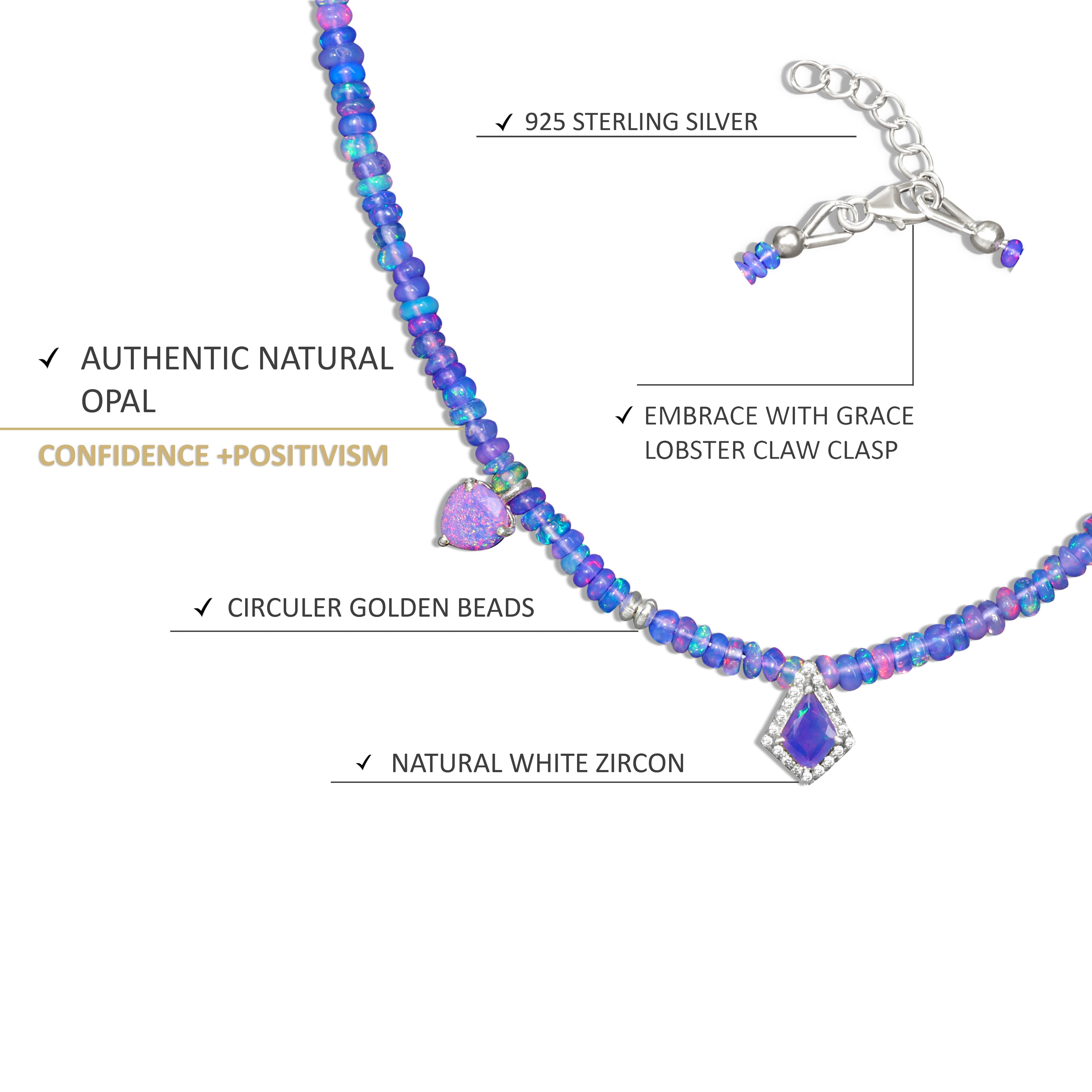 Natural Lavender Opal Charm Beaded Necklace for Women - Elegant Bohemian Jewelry Gift for Birthday, Wedding & Everyday Wear