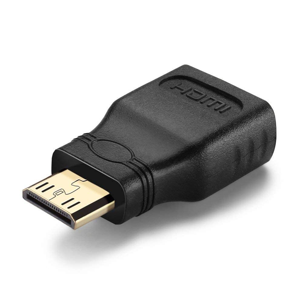 JGD PRODUCTS Mini HDMI Male to Standard HDMI Female Adapter Converter Plug (Black) - HD Video & Audio Signal Converter for Laptop, Camera, Gaming Console - Not Compatible with Mobile Phones