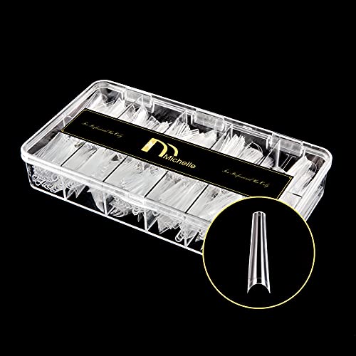Bravo Star Michelle 500Pcs XXL Coffin Extra Long False Nails Tips - Half Cover Fake Nails 12 Sizes with Storage Box - Ultra Clear XXL C Curved Coffin - Perfect for Halloween, Cosplay & Nail Art DIY