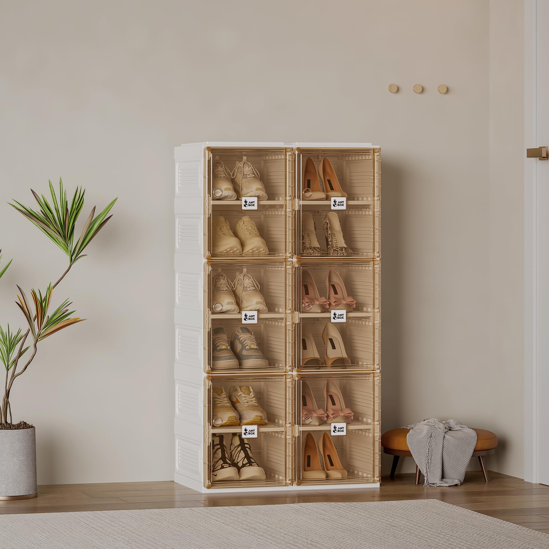 Portable Folding Shoe Organizer with Magnetic Clear Door - 6-Tier Sneaker Storage Cabinet for Closet, Sturdy & Easy Assembly (12 Grids) - Perfect for Small Spaces, Dorm Rooms & Apartment Organization