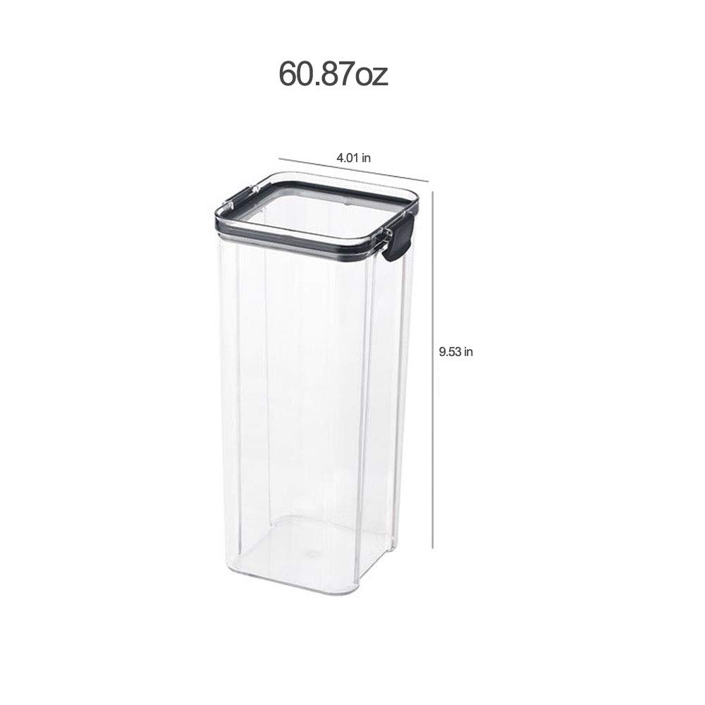 BPA-Free Airtight Food Storage Containers - 1.8L/60.87oz Clear Plastic Kitchen & Pantry Organization Containers for Flour, Sugar, Cereal, Rice, Pasta | Perfect for Meal Prep & Bulk Food Storage