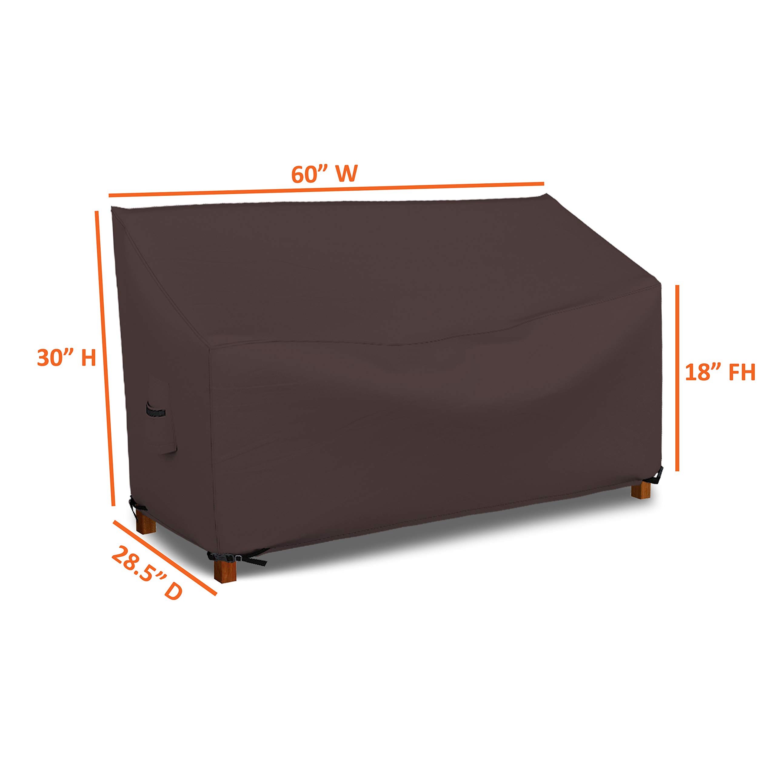 Waterproof Patio Bench Cover with Air Vents & Drawstring - 100% UV-Resistant 18 Oz 1000D PVC Coated Outdoor Furniture Protection (60