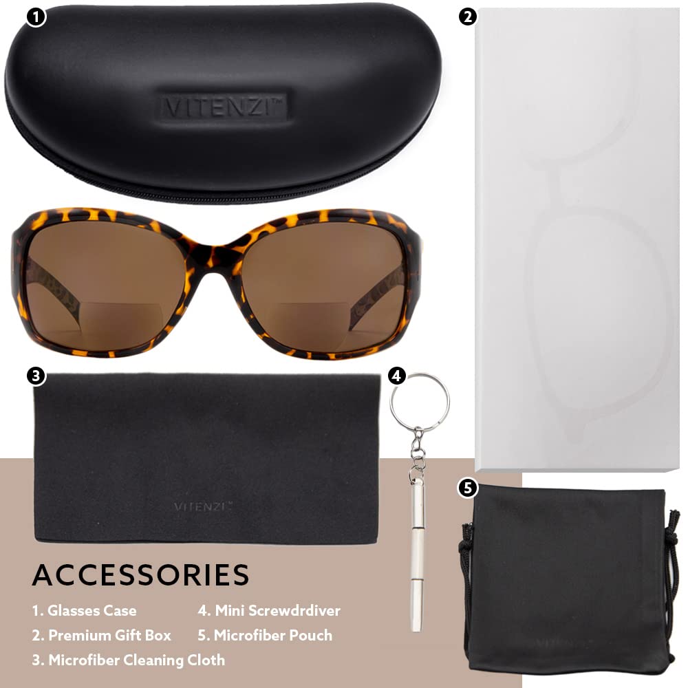 VITENZI Women's Butterfly Jackie O Sunglasses with Built-in Reading Glasses – Stylish Vittoria Readers for Outdoor Activities, Driving, and Reading in the Sun