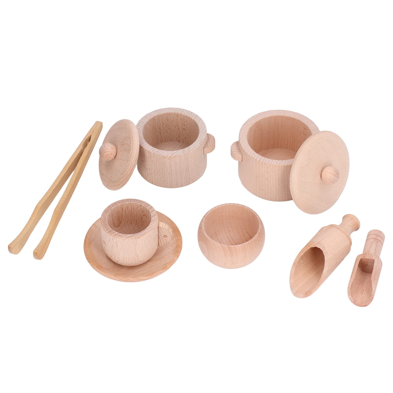 Shanrya Wooden Scoops Toys for Kids - Smooth Sensory Bin Toys with Storage Bag - Montessori Early Learning & Fine Motor Skills Development - Perfect for Sand, Rice, and Water Play Activities