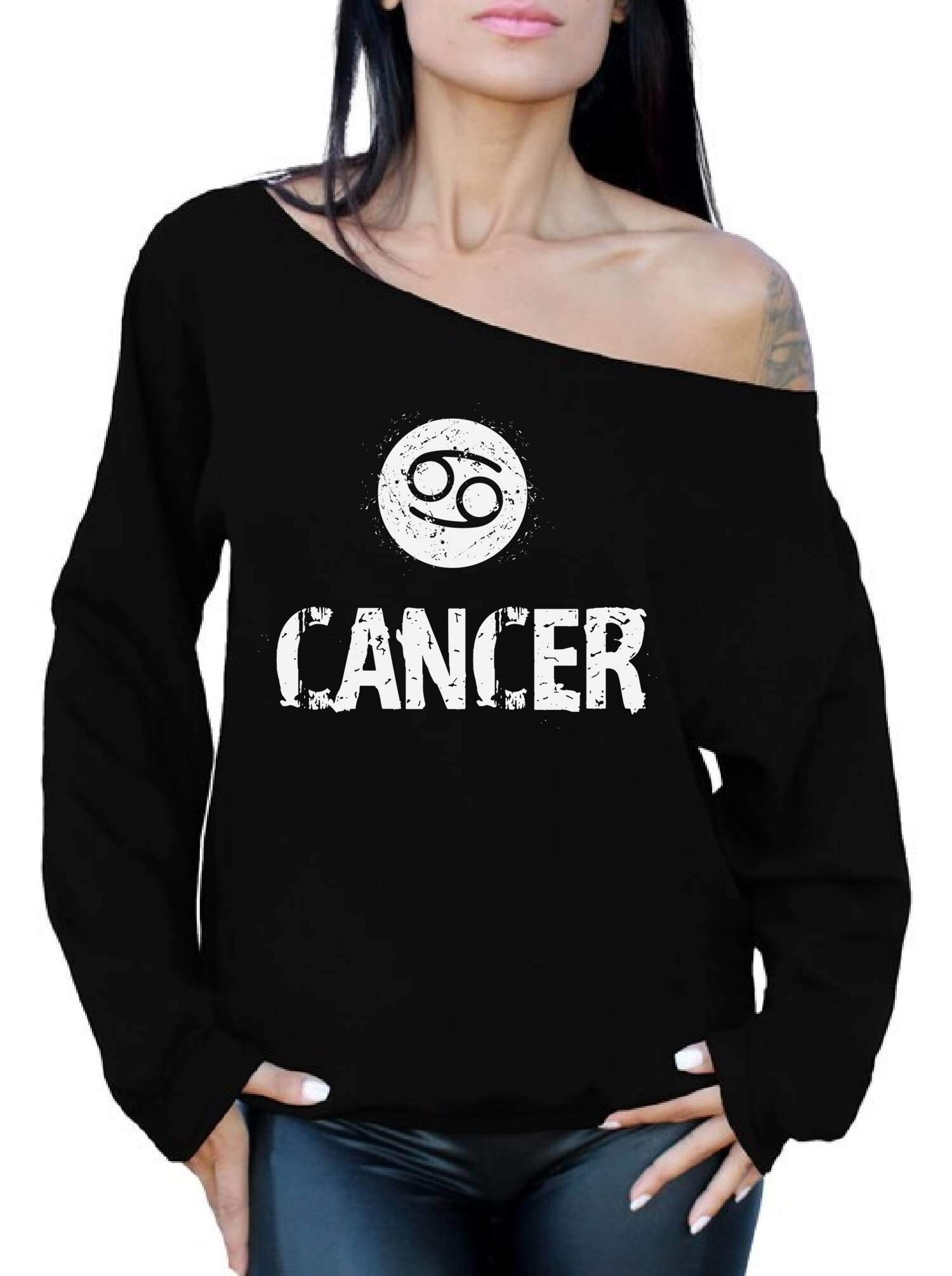 Cancer Zodiac Sweatshirt - Women's Off The Shoulder Astrology Birthday Gift - Perfect for Horoscope Lovers & Casual Wear