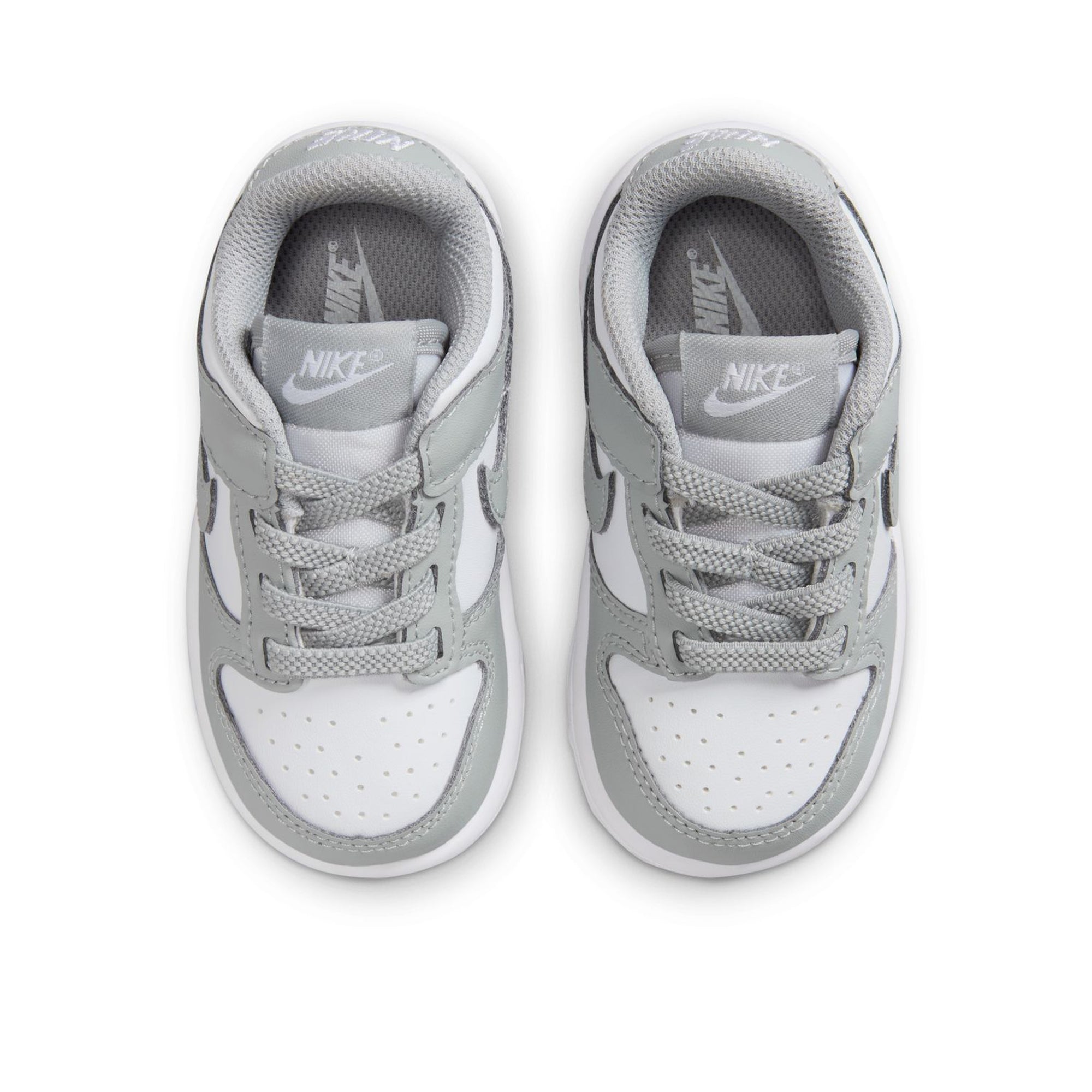 Nike Dunk Low TD Sneakers for Kids - White & Light Smoke Grey - Comfortable & Stylish for School, Sports & Everyday Wear