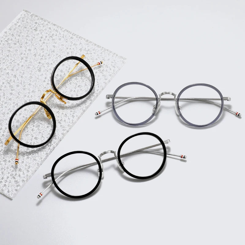Stylish Black Unisex Acetate & Alloy Round Eyeglasses Frame X906 - Perfect for Reading, Work, and Fashion Accessories