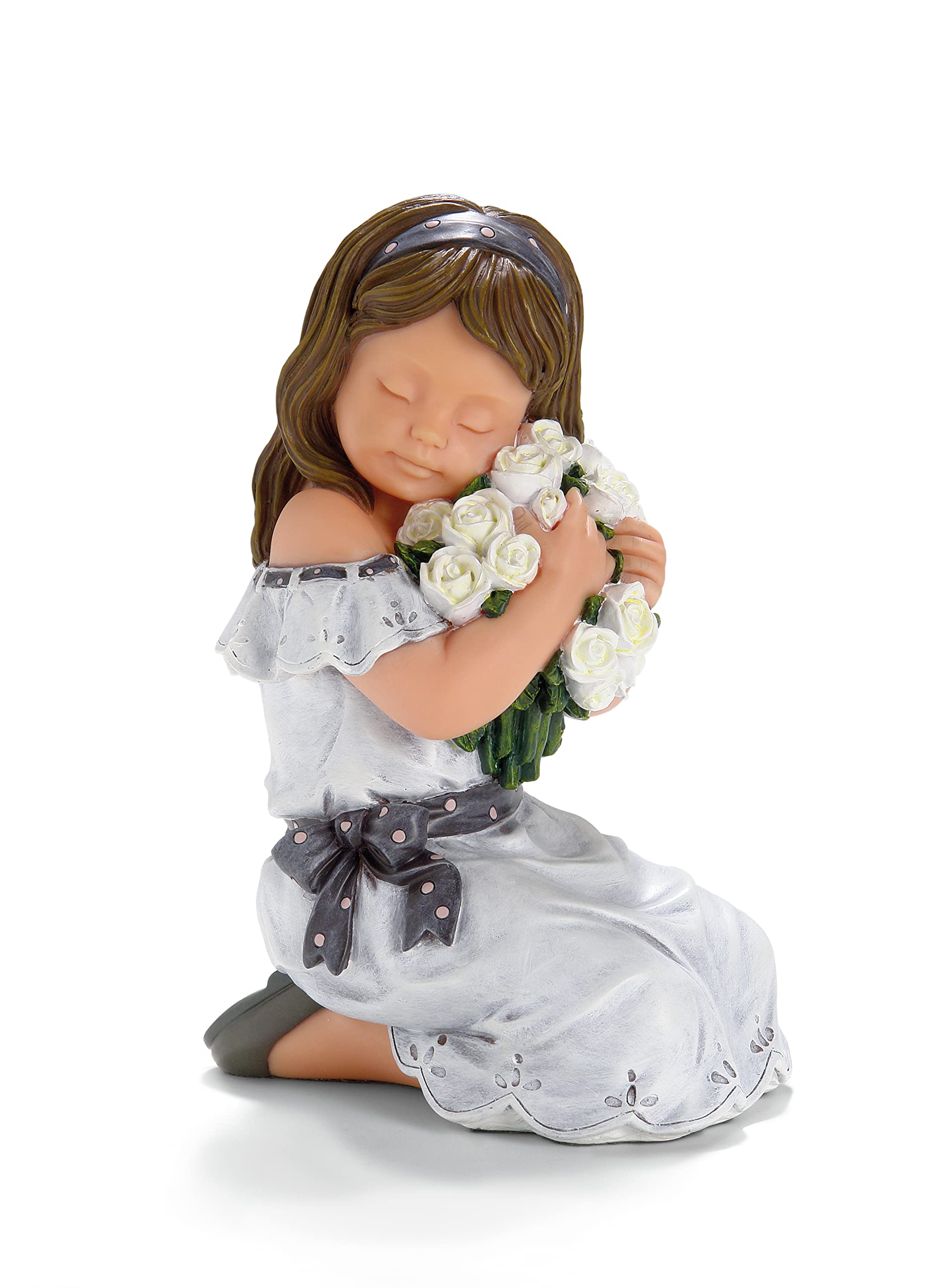 706288 Porcelain Figurine - Elegant Girl Holding Flowers | Home Decor, Gift Idea, Collectible Statue for Living Room & Shelf Display