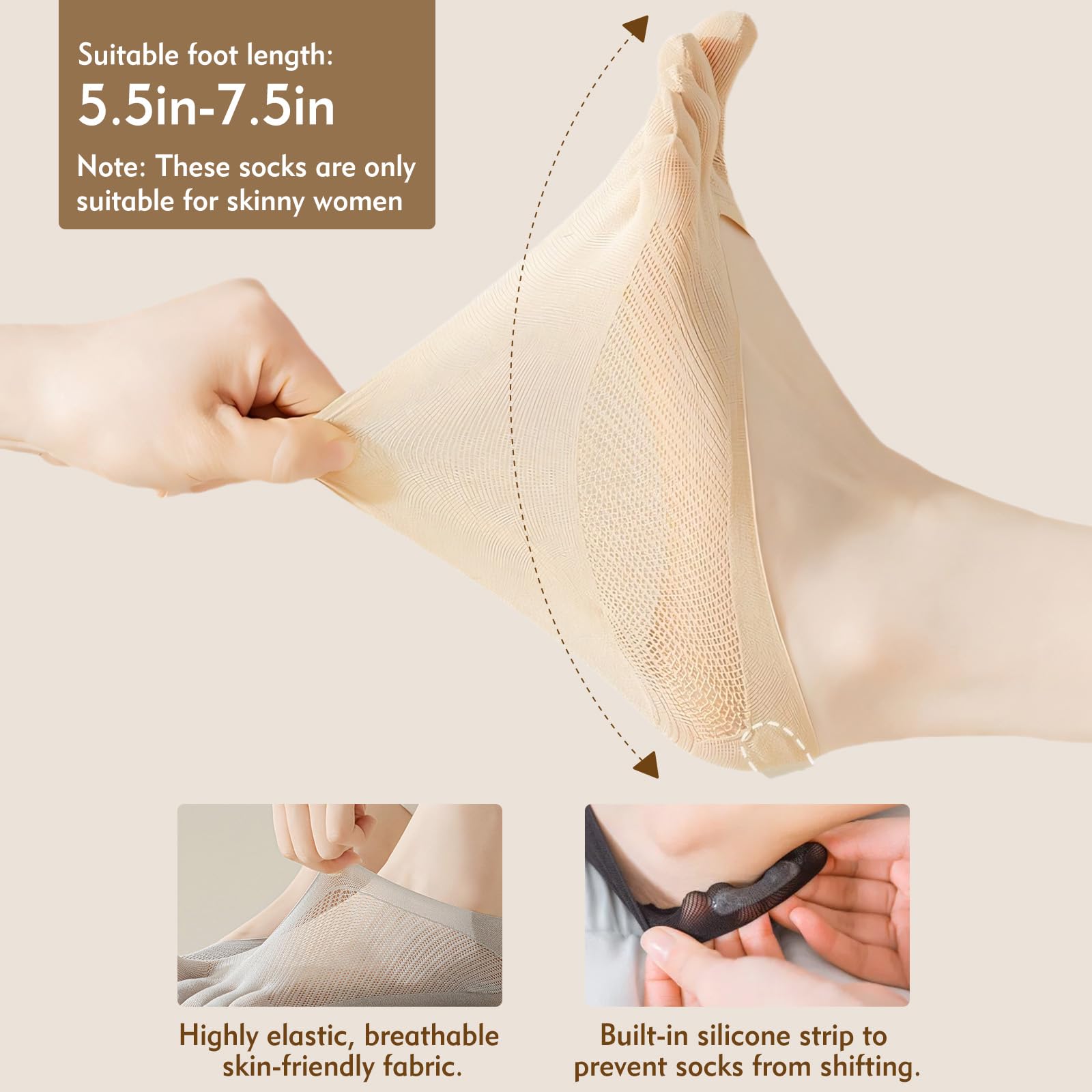 5 Pairs Women's Toe Socks for Bunions Relief - Breathable No Show Toe Separator Socks with Compression Support - Perfect for Yoga, Running, and Everyday Comfort