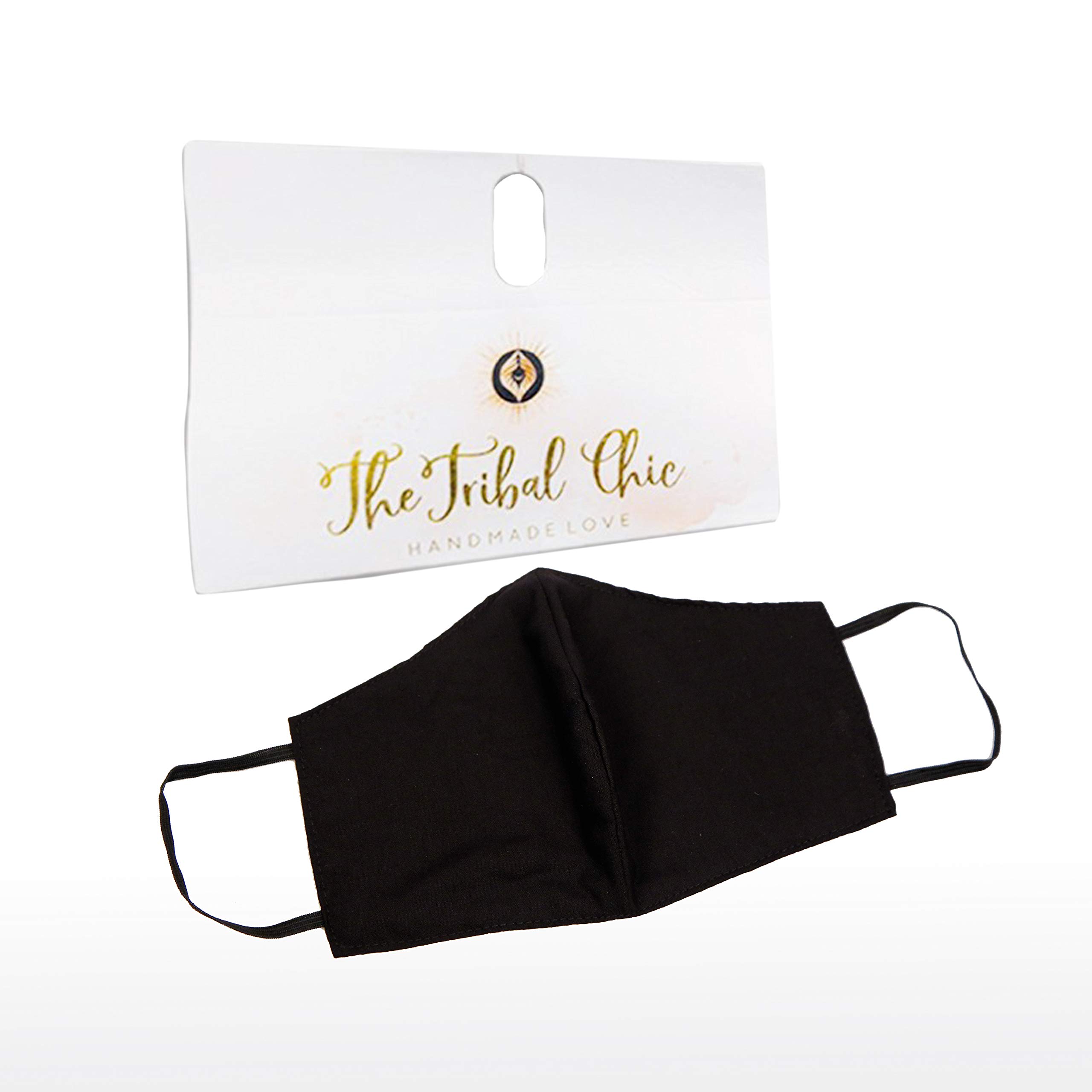 2-Ply Black Reusable Cotton Face Mask - Washable & Breathable Face Covering for Daily Use, Pack of 3 (One Size Fits All) - Perfect for Work, Travel & Outdoor Activities