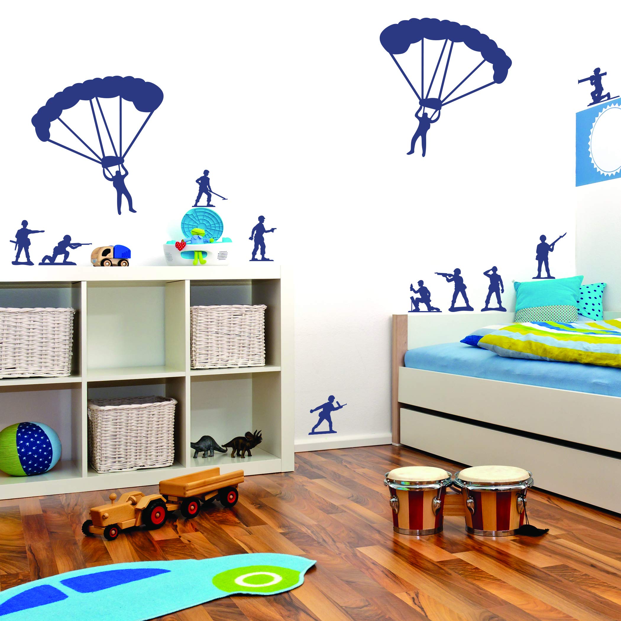 Label Daddy Toy Soldiers Wall Decals - White Vinyl Stickers for Kids Room Decor | Playroom & Nursery Wall Art