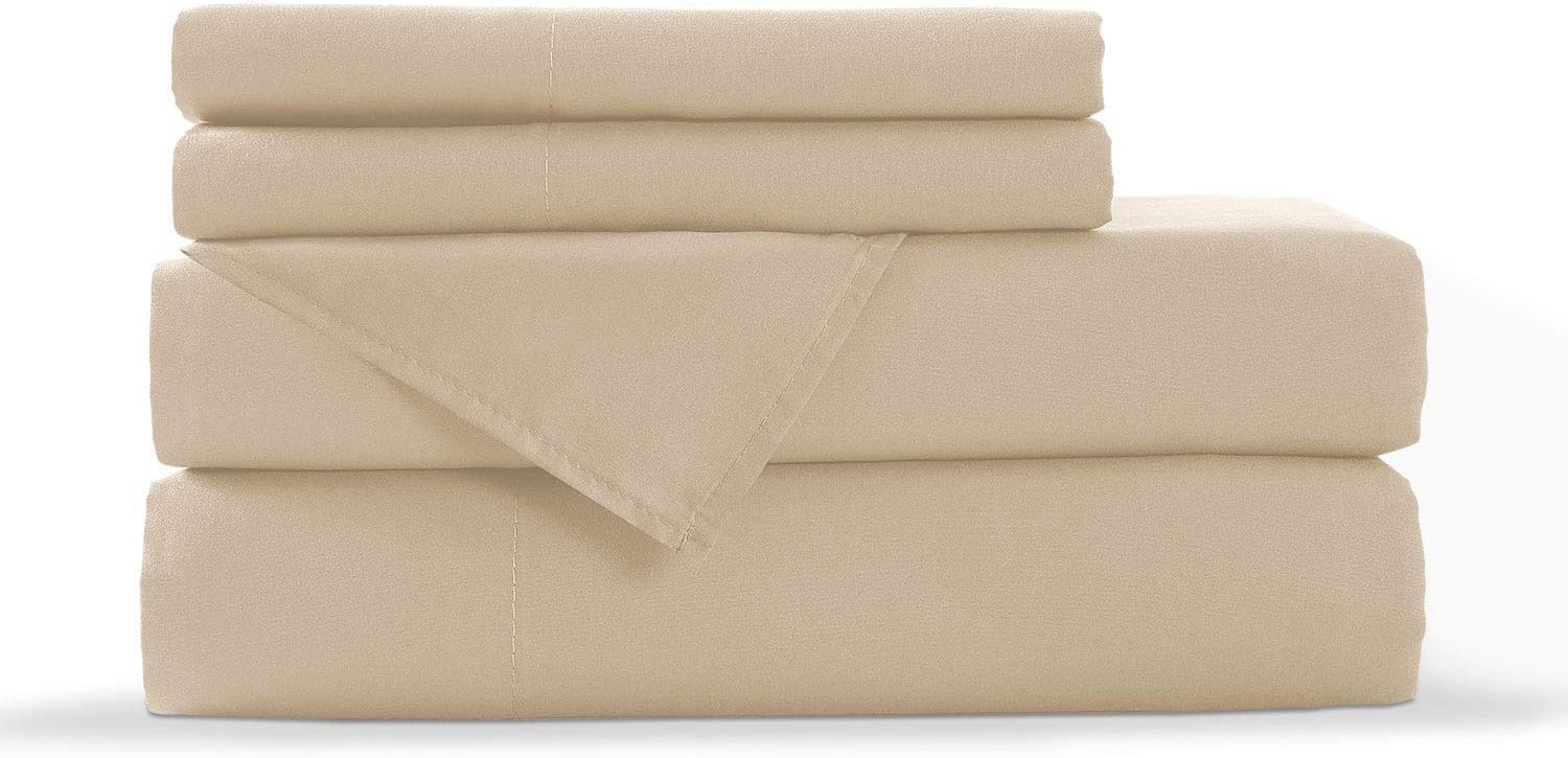 Luxury 1500-TC Egyptian Cotton Queen Sheets - Hotel Quality Bedding for Deep Pocket Mattresses (Beige)