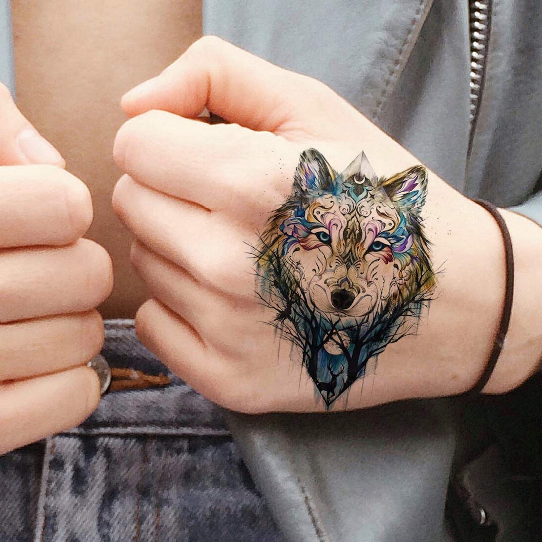 Voorkoms® Waterproof Temporary Tattoos for Men & Women - Dog Design Fake Body Art for Parties, Halloween & Cosplay