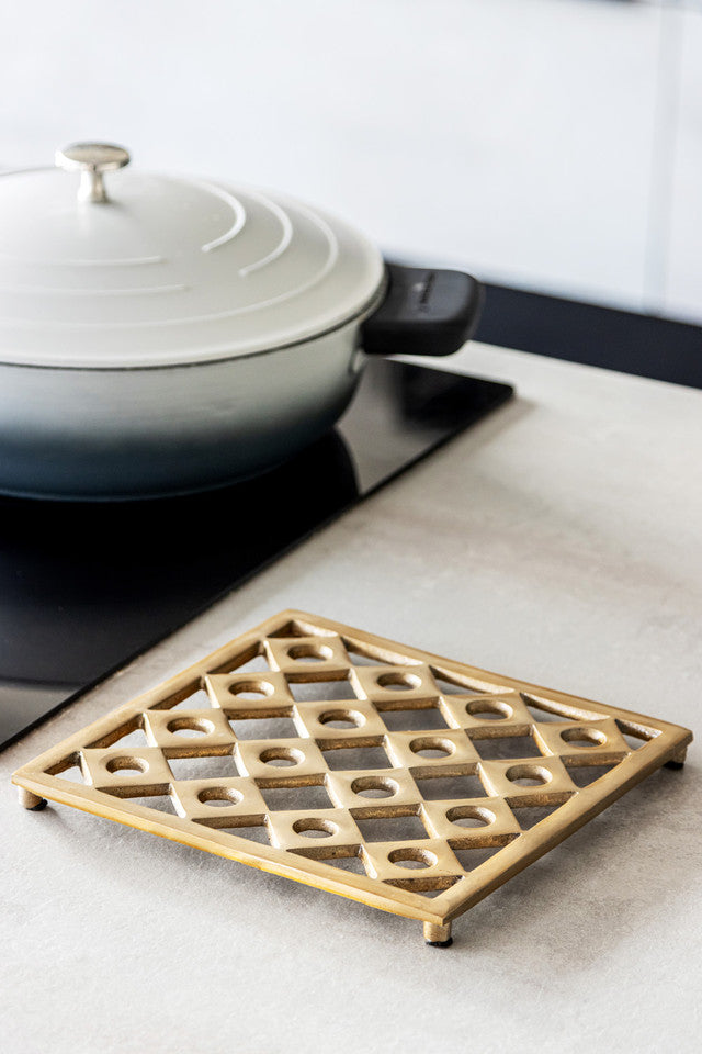 MasterClass Brass Finish Trivet - Heat Resistant Decorative Hot Plate Holder for Kitchen & Dining Table Protection | Perfect for Serving Dishes, Pots & Pans