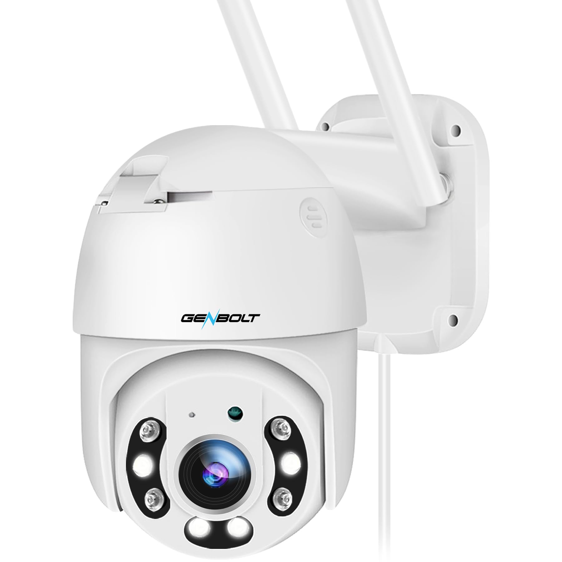 GENBOLT 2.5K Outdoor Security Camera with PoE & Dual WiFi (2.4/5GHz) - Auto Tracking, Human/Vehicle Detection, Pan-Tilt, Siren Alarm - Ideal for Home Surveillance, Business Security & Property Monitoring