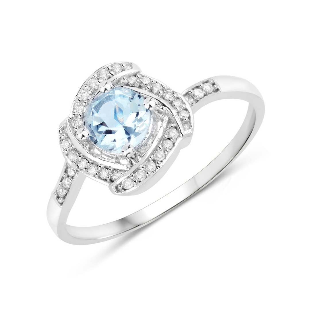 14K Gold Aquamarine Diamond Halo Ring for Women - Elegant March Birthstone Engagement & Wedding Jewelry Gift - Perfect for Anniversaries, Proposals and Special Occasions