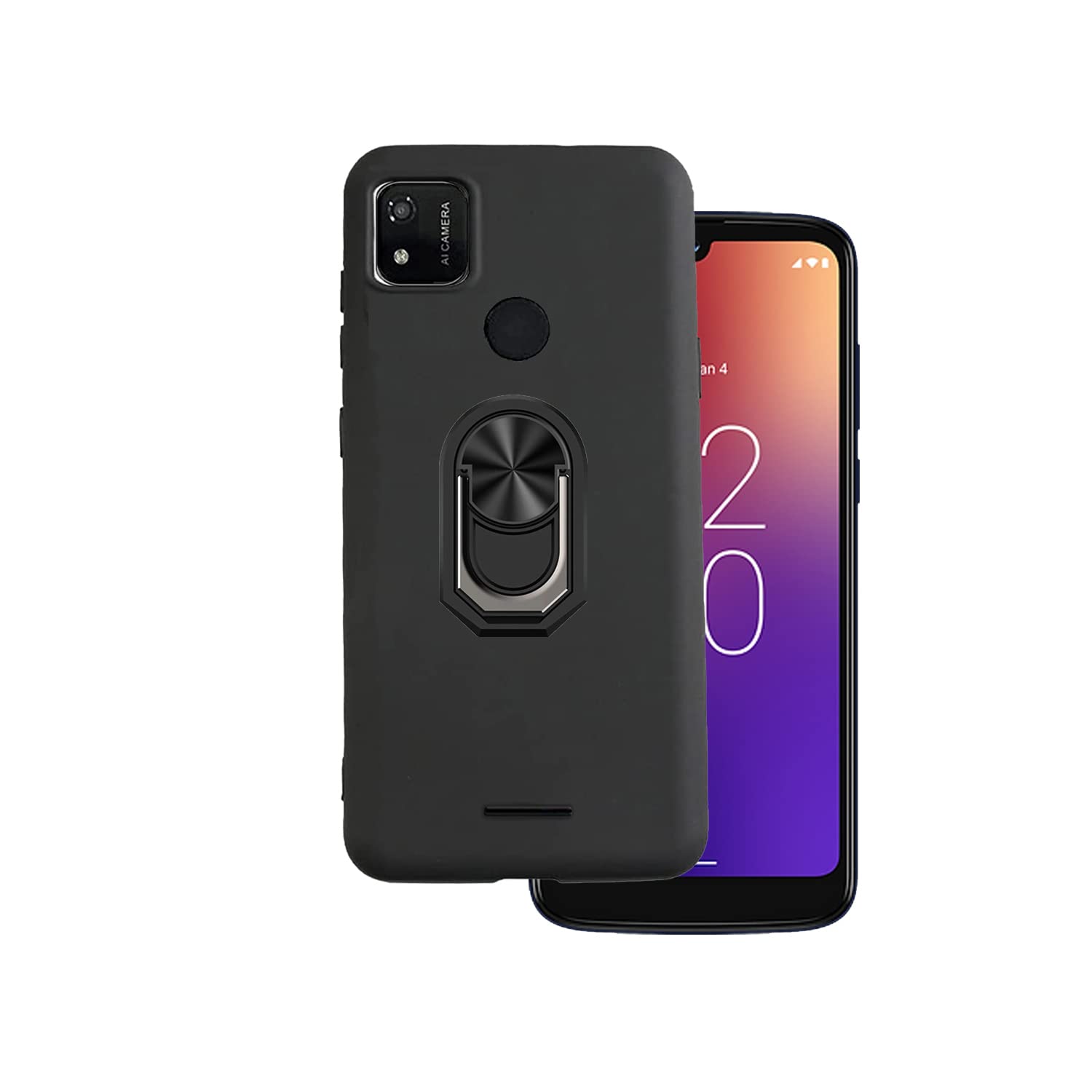 Shockproof Magnetic Phone Case for Sense TW102 - 360° Ring Stand, Soft TPU Rubber Cover with Kickstand & Car Mount | Perfect for Work, Travel & Daily Protection (Black)