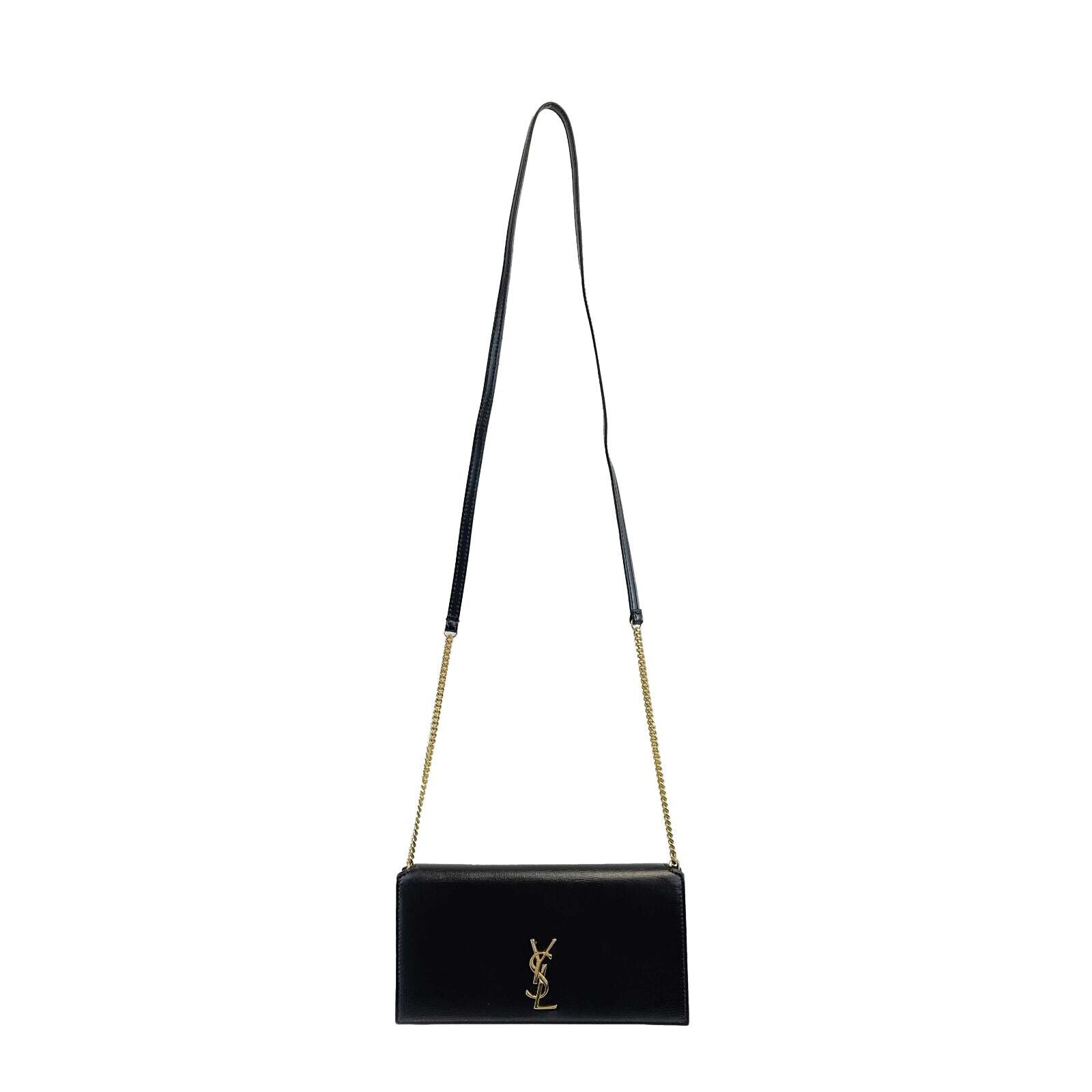 Saint Laurent Monogram Phone Crossbody Shoulder Bag - Black & Gold Luxury Handbag for Women | Perfect for Evening Parties, Date Nights & Travel Accessories