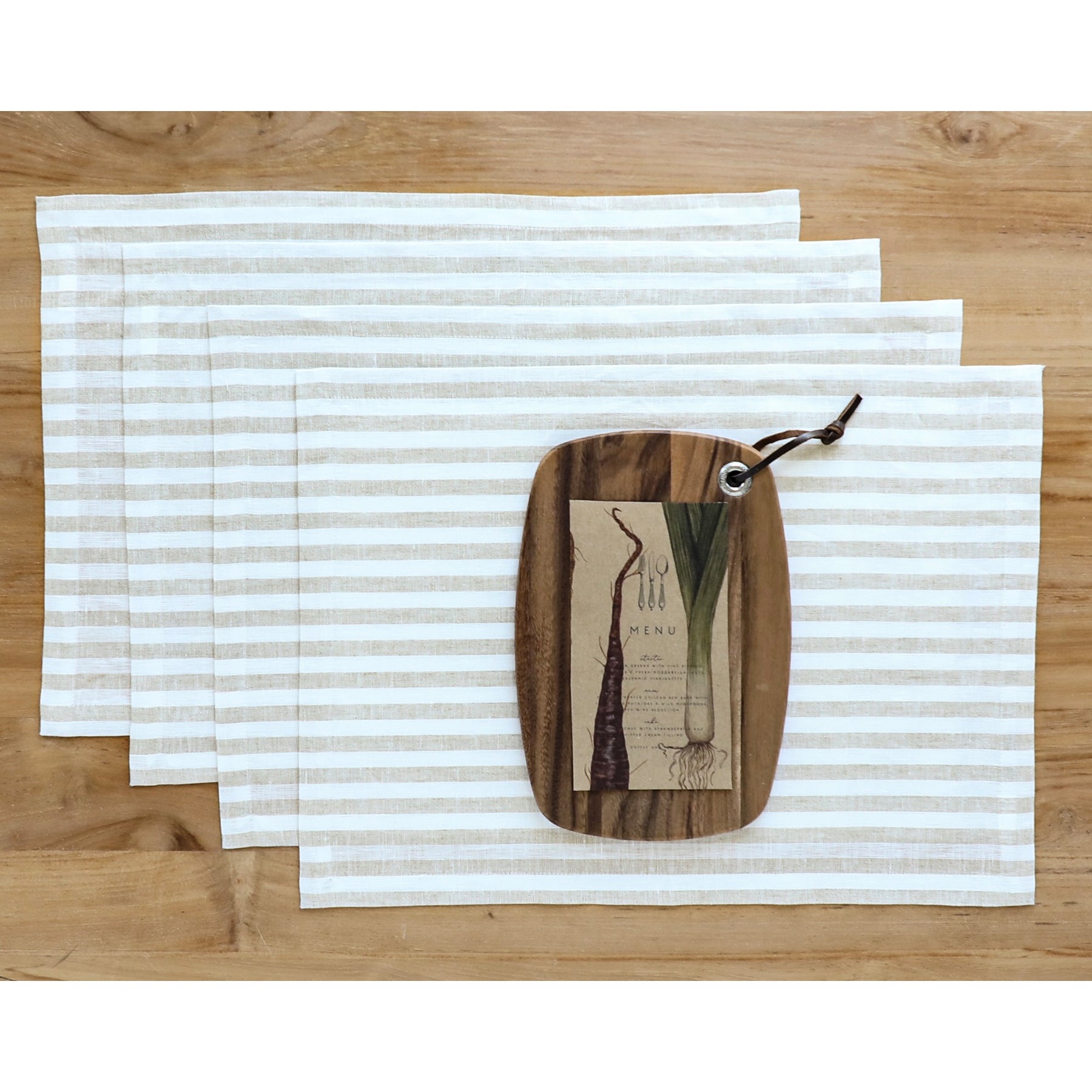 Amalfi Stripe Cotton Placemats Set of 6 - Waterproof & Washable Table Mats for Dining, Kitchen, and Party Decor - Elegant Italian-Inspired Table Setting Accessories