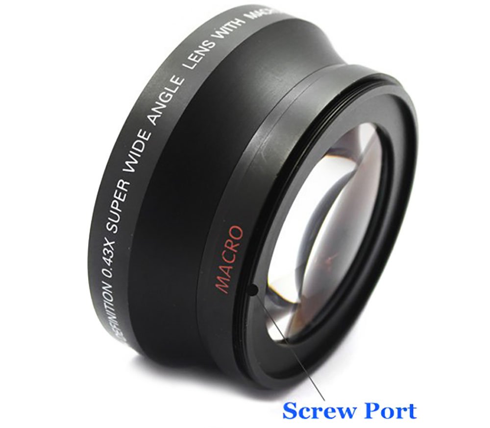 0.43x Wide Angle Lens with Macro for Panasonic HC-WXF991K, HC-VX981K, HC-X900/M, HC-X920K Camcorders - 49mm HD Lens for Vlogging, Travel & Close-Up Photography