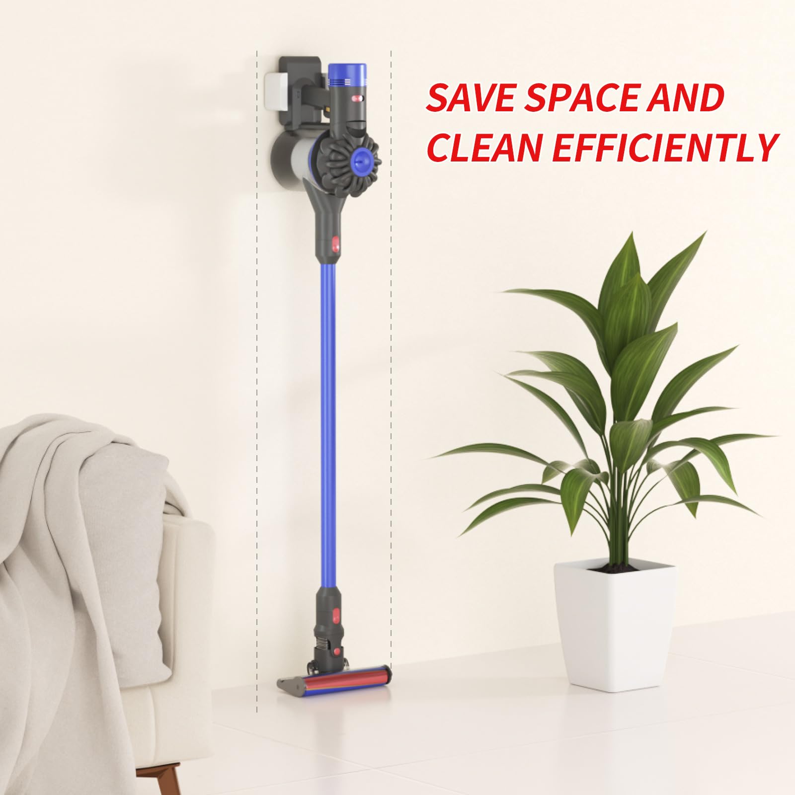 Dyson V7 V8 Vacuum Cleaner Wall Mount Stand - Storage Holder & Bracket Organizer for Dyson V7 V8 (White) | Perfect for Garage, Laundry Room & Closet Organization