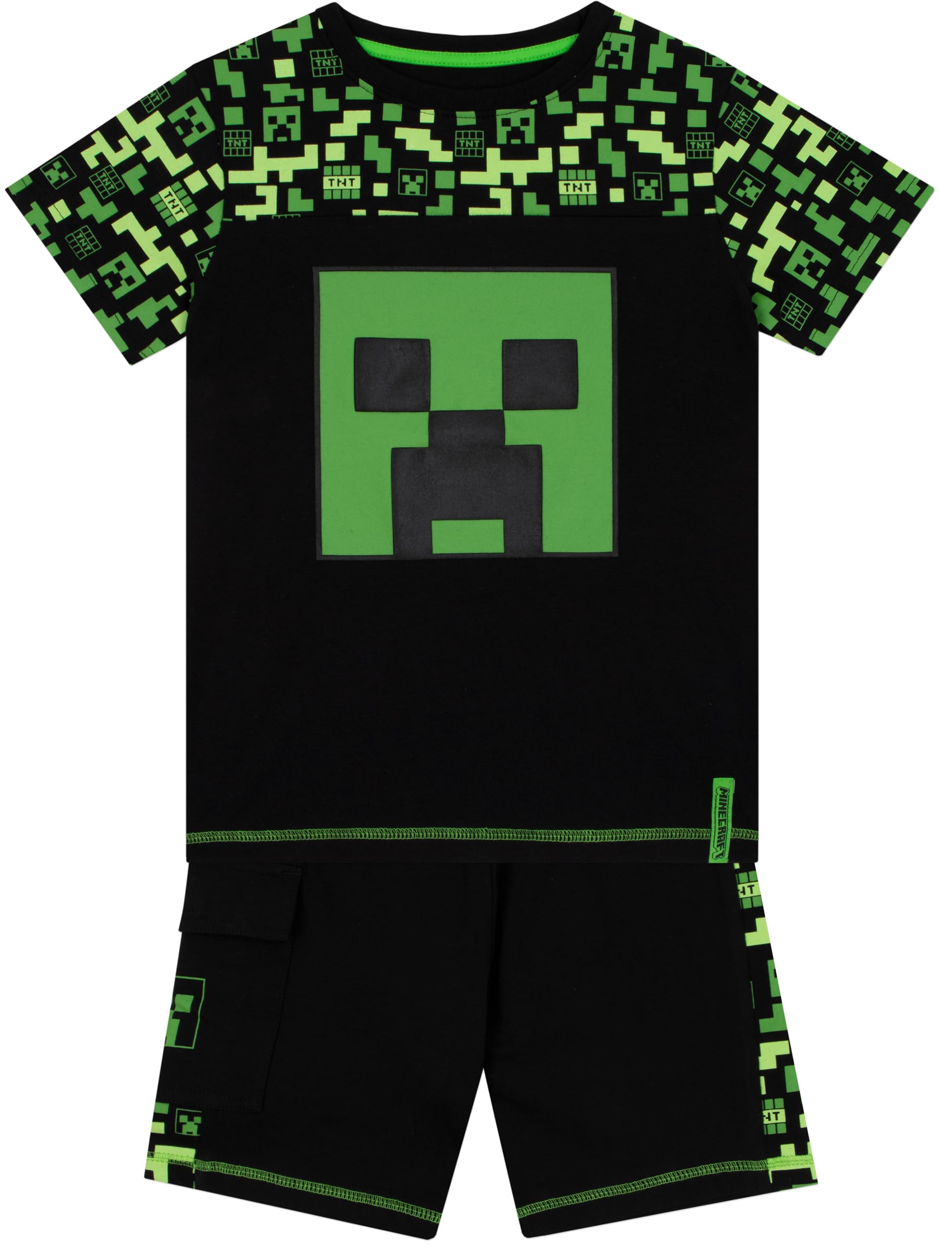 Minecraft Creeper T-Shirt & Shorts Set for Boys - Summer Gaming Outfits