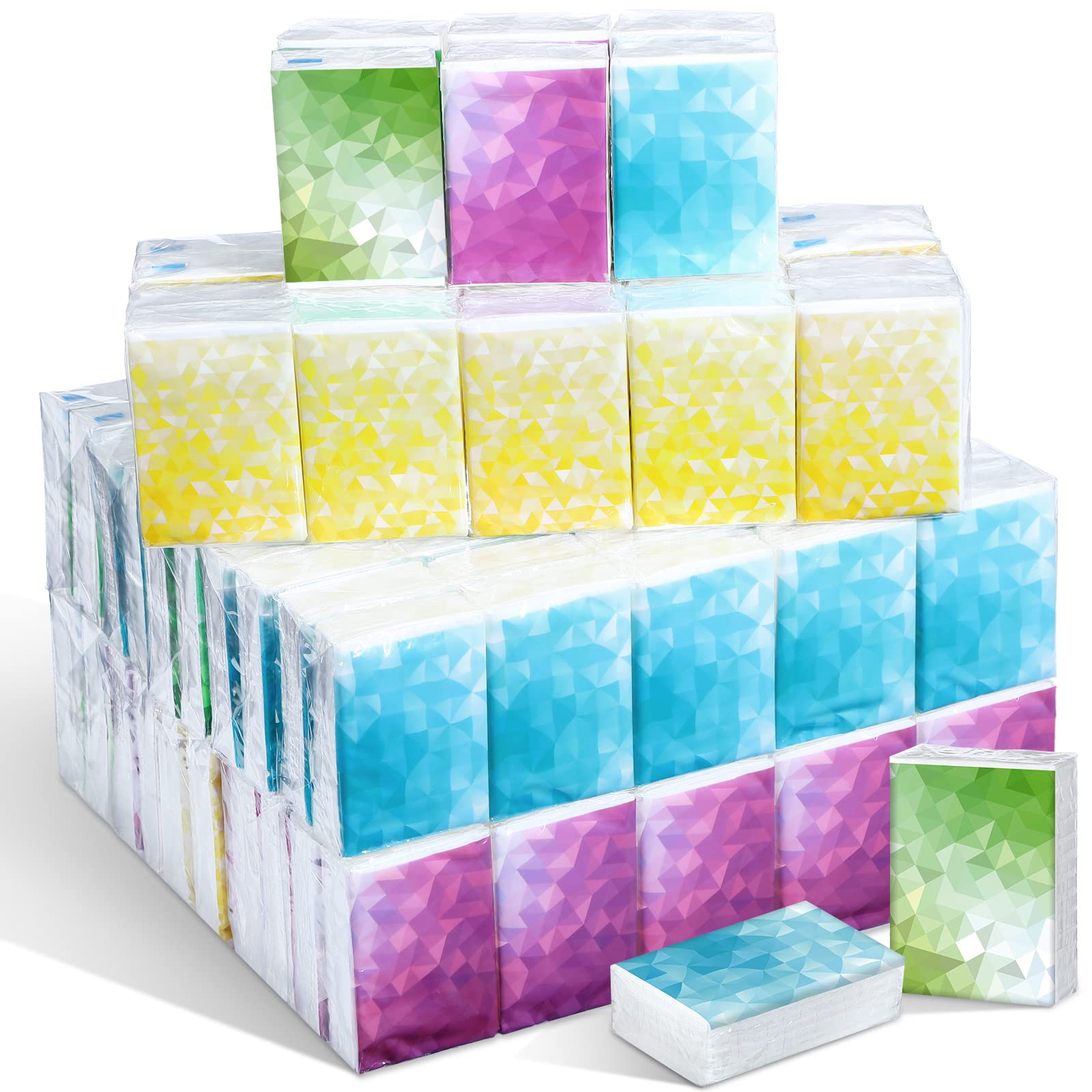 Yinder 120-Pack Travel Size Pocket Tissues | 3-Ply Soft Facial Tissues Bulk | Geometric Design Small Wallet Tissues for Travel, Business, School, Office, Car & Wedding | Fresh Scent | Perfect for On-the-Go, Daily Use & Special Occasions