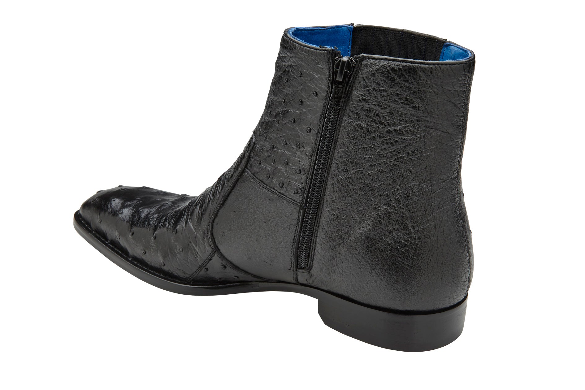 Belvedere Roger Genuine Ostrich Quill Chelsea Boots for Men - Black Leather Ankle Boots R55 - Stylish Dress Shoes for Office, Wedding & Formal Occasions