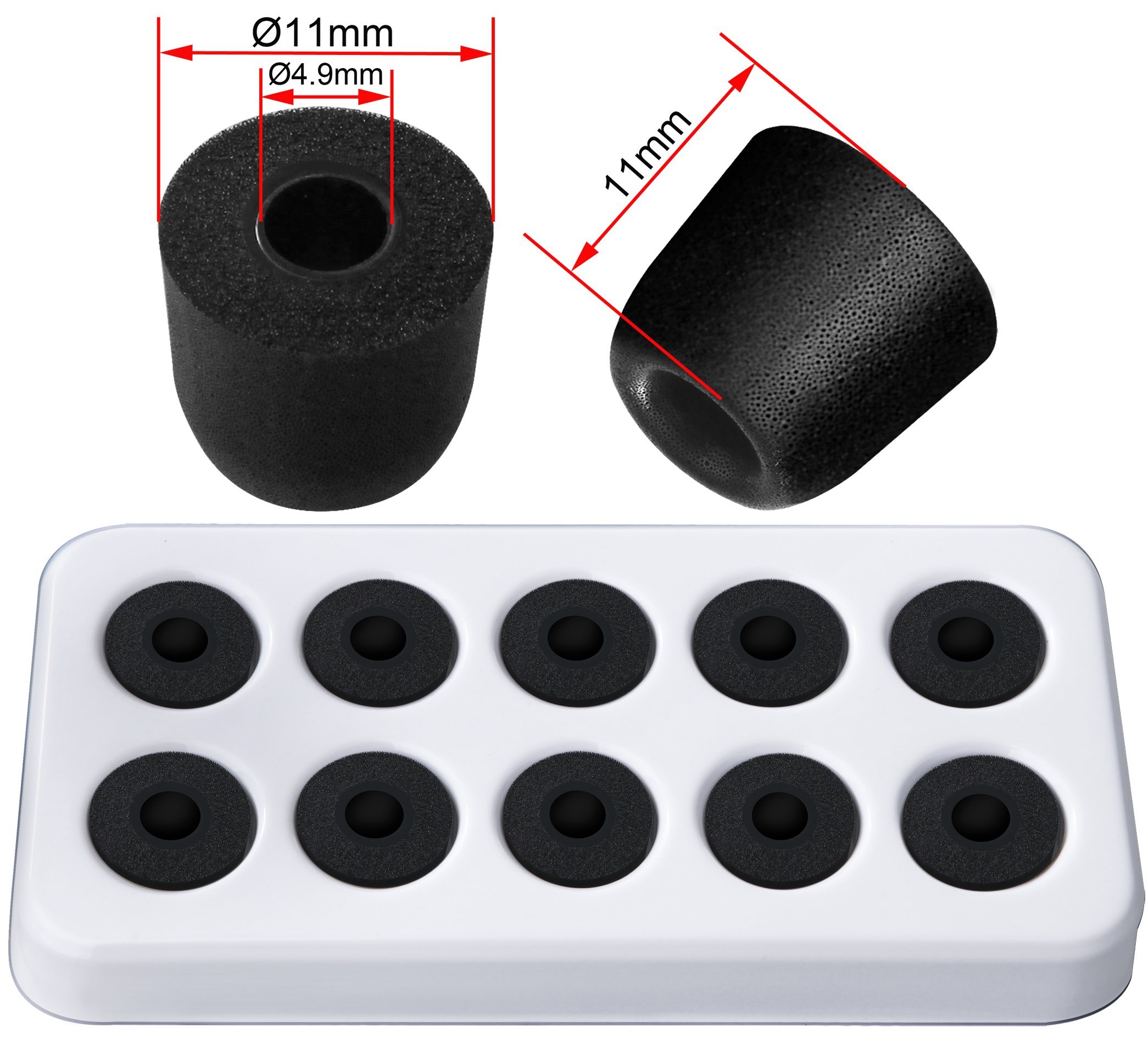 SIMOLIO Wireless TV Headphone Replacement Ear Tips - Noise Isolating Memory Foam Earbuds for Under-Chin Headsets, Soft Comfort Ear Cushions (5 Pairs, Small Size, Black) - Perfect for Watching TV, Gaming & Home Theater Use Without Disturbing Others