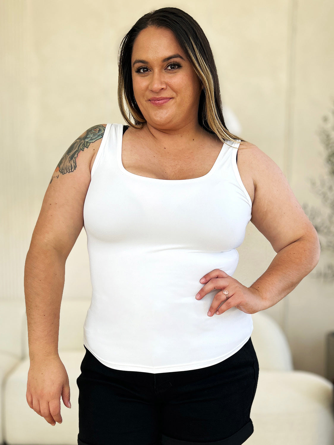 Square Neck Wide Strap Tank Top for Women - Comfortable Summer Casual Sleeveless Shirt - Perfect for Beach, Vacation & Everyday Wear