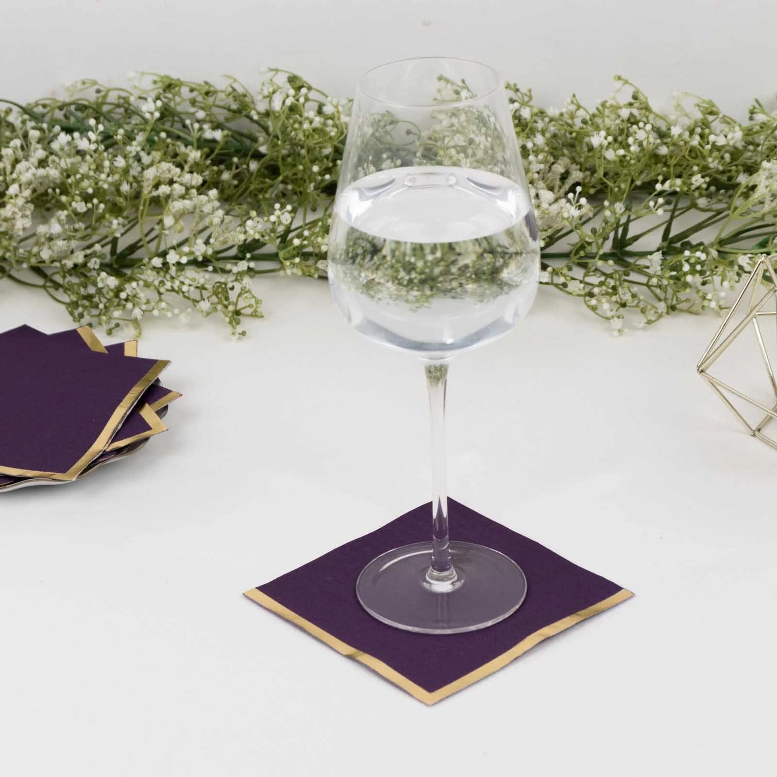 50 Soft 2-Ply Disposable Dinner Cocktail Napkins with Gold Foil Edge - Elegant Party Tableware for Weddings, Events & Home Entertaining