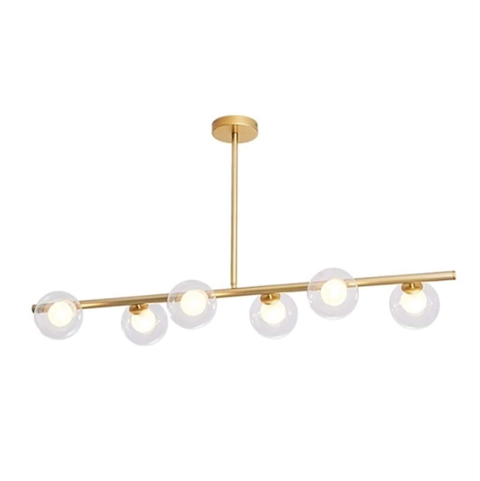 Modern Nordic Style 6-Light 98cm Island Chandelier - Metal & Glass Pendant Light with Painted Finishes for Living Room, Dining Room, Bedroom | Magic Bean Molecular Design | American Long Ceiling Lamp for Home Decor & Ambient Lighting