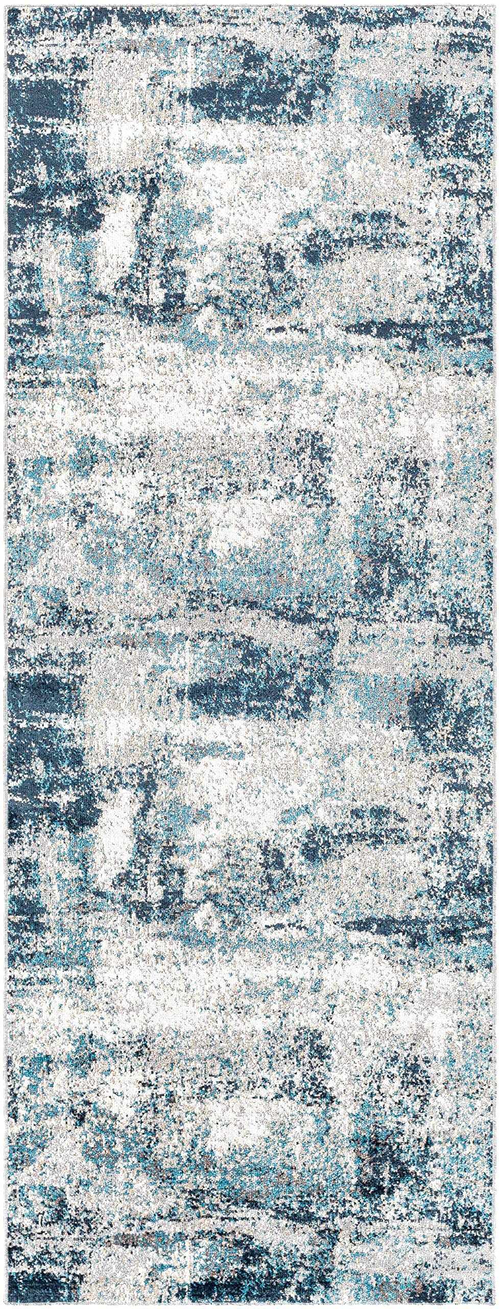 Hauteloom Pugo Soft Machine Washable Area Rug for Living Room & Bedroom - Beige & Blue 7'10