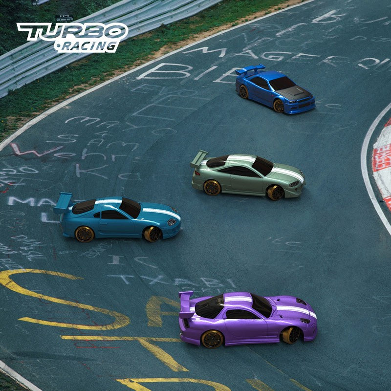 Turbo Racing C61 C62 C63 C64 RC Drift Car 1:76 Scale Mini Remote Control Vehicle with Built-in Gyroscope - Perfect for Indoor Racing, Drift Competitions & Collectors