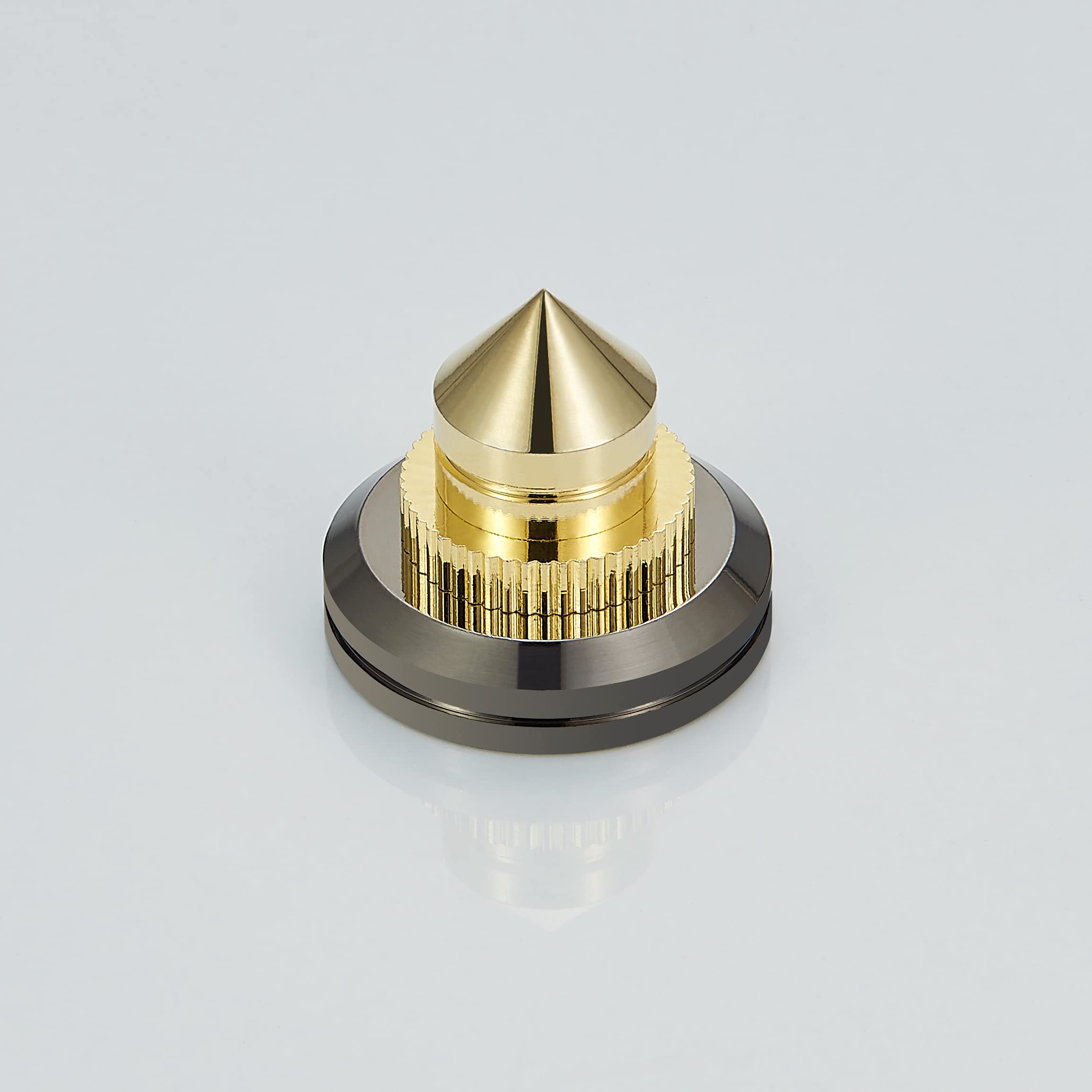 Premium 8-Piece Speaker Spikes & Isolation Feet - Adjustable Shockproof Floor Protectors for HiFi Speakers, Subwoofers, Turntables, DAC Recorders | Gold Cone Base Pads with Adhesive | Perfect for Home Theater & Audio Setup Protection