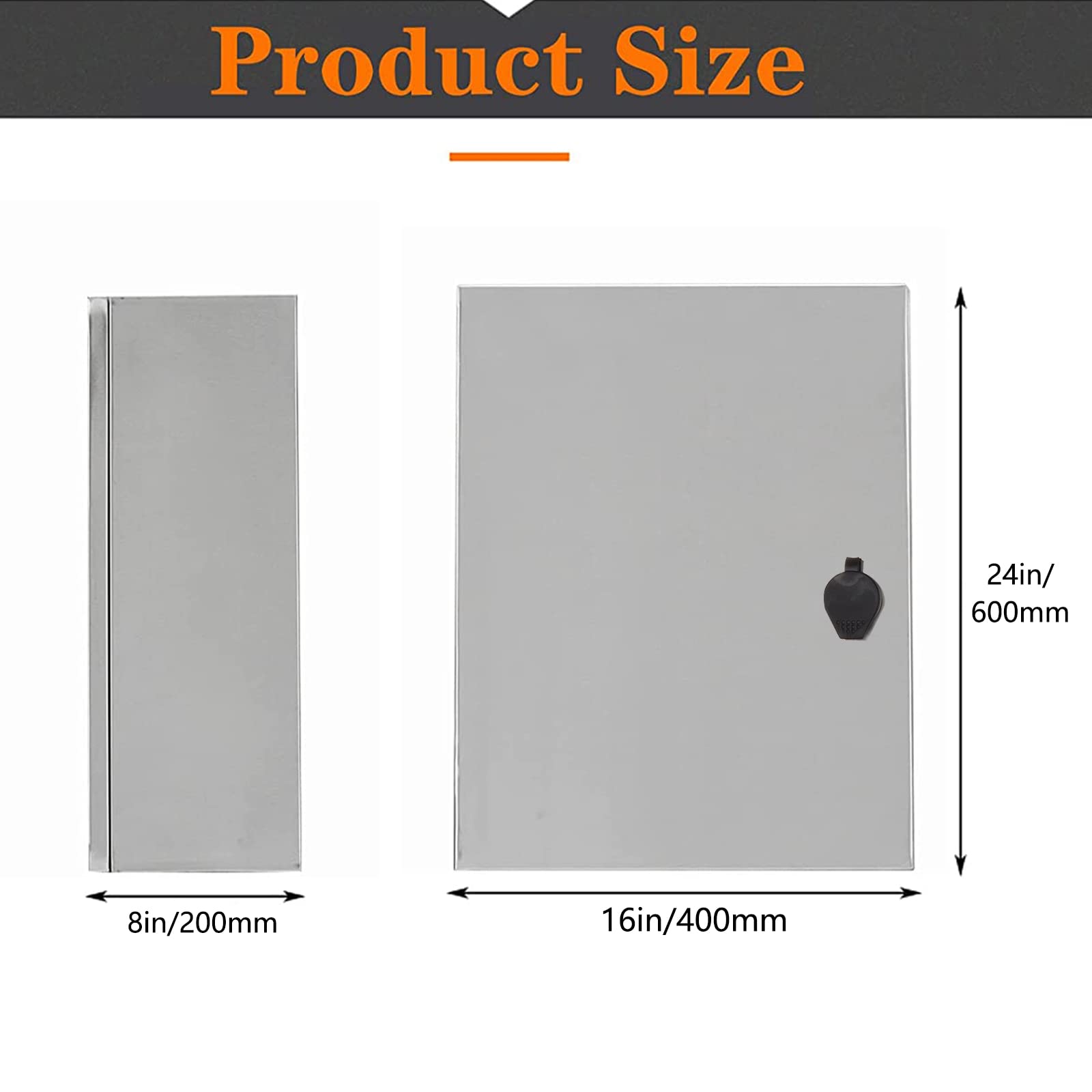 Stainless Steel Electrical Box Enclosure - IP65 Waterproof Metal Junction Box for Outdoor & Industrial Use - Wall Mounted Project Box with Lock, Cover & Mounting (24x16x8 Inch) - Ideal for Electrical Wiring, Solar Panels & Security Systems