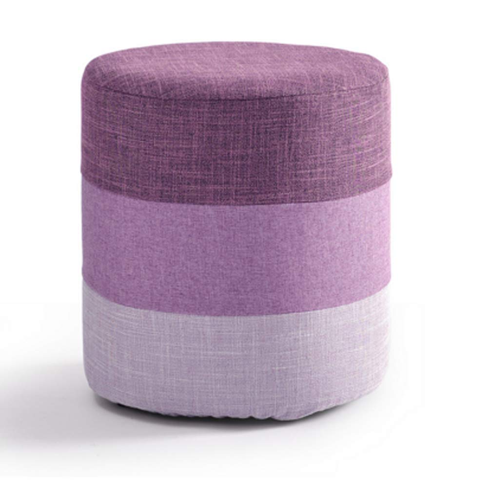 NMDCDH Round Footrest Ottoman Stool - Portable Foot Stool with Removable Cotton Linen Cover, Multi-Functional Shoe Changing Bench for Living Room, Bedroom, Office & Nursery