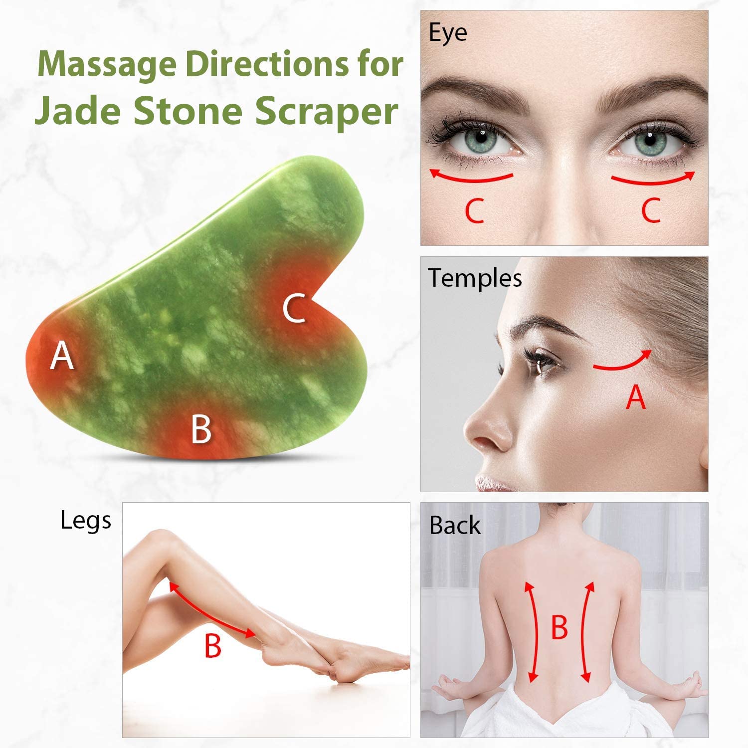 Jade Gua Sha & Roller Set for Face & Neck - Green Jade Stone Facial Massager for Puffiness, Skin Tightening & Rejuvenation | Perfect for Skincare Routine, Spa Days & Anti-Aging Treatment