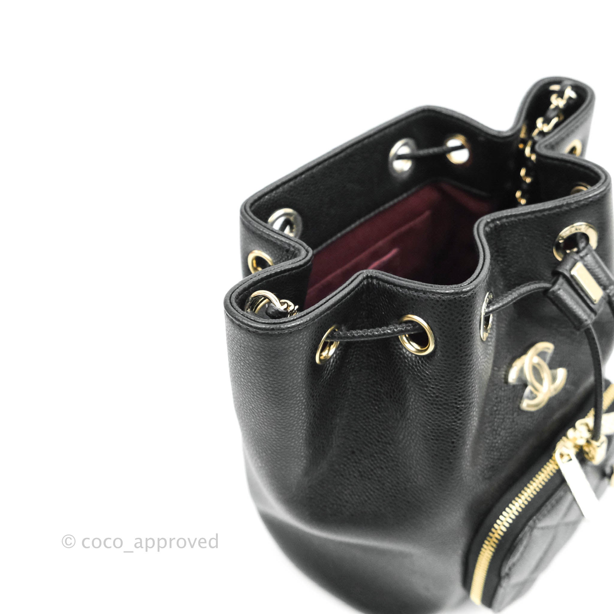 Chanel Business Affinity Drawstring Bucket Bag - Black Caviar Leather with Gold Hardware (21P Collection) | Luxury Crossbody Handbag for Work, Travel & Everyday Use