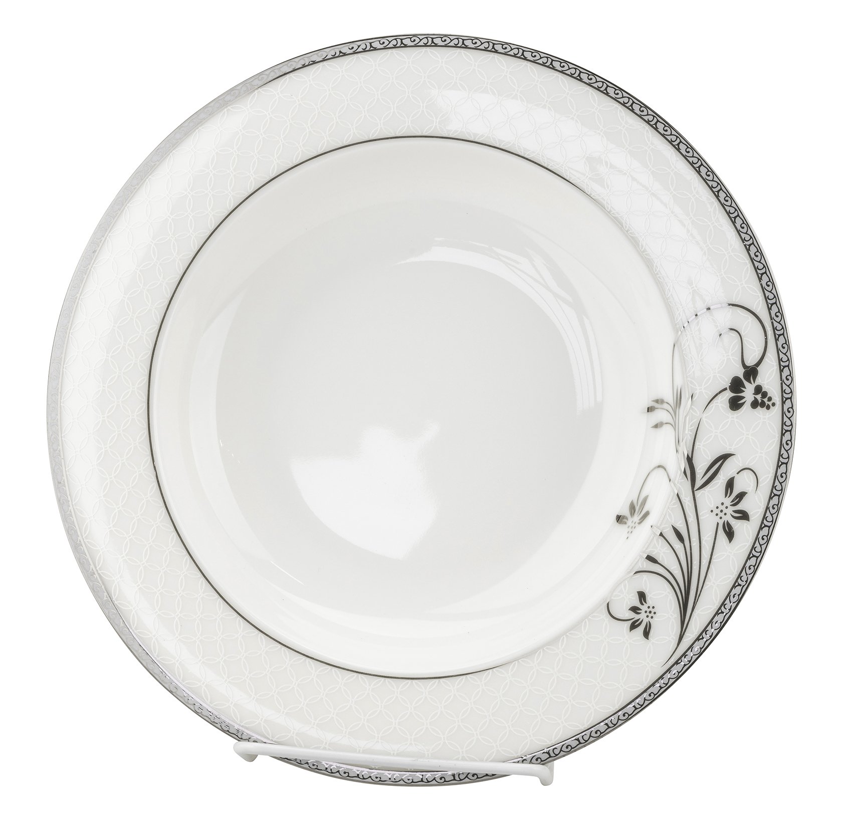 28-Piece Porcelain Dinnerware Set - Elegant Bone China Service by Lorren Home Trends/Viola Design - Includes Dinner Plates, Soup Bowls, Salad Plates, Butter Dishes, Coffee Cups with Saucers & Dessert Bowls - Perfect for Formal Dining, Holiday Entertaining & Everyday Use