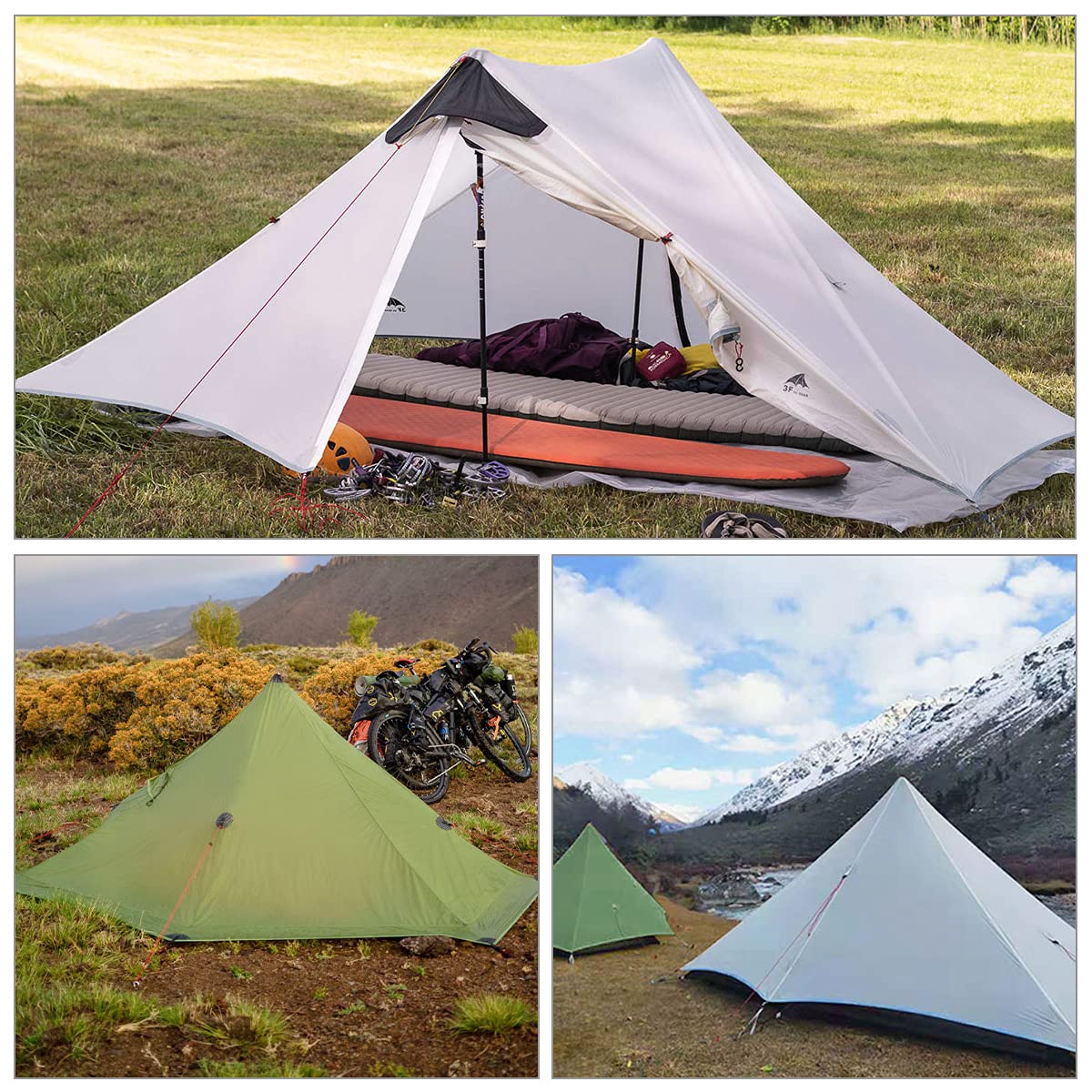 Ultralight 3-Season Backpacking Tent - 1 or 2 Person Lightweight Camping Tent for Outdoor Adventures | Waterproof & Portable LanShan Tent for Hiking, Trekking, Kayaking & Mountain Climbing | Compact Green Shelter for Solo or Couple Camping Trips