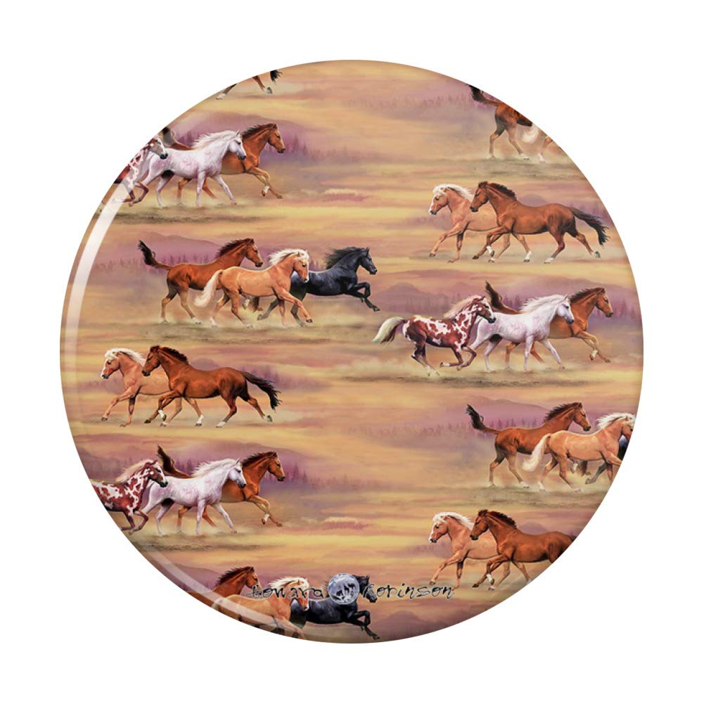 Wild Running Horses Design Refrigerator Magnet - Decorative Kitchen Fridge Locker Button - Perfect for Home, Office & Dorm Room Decor