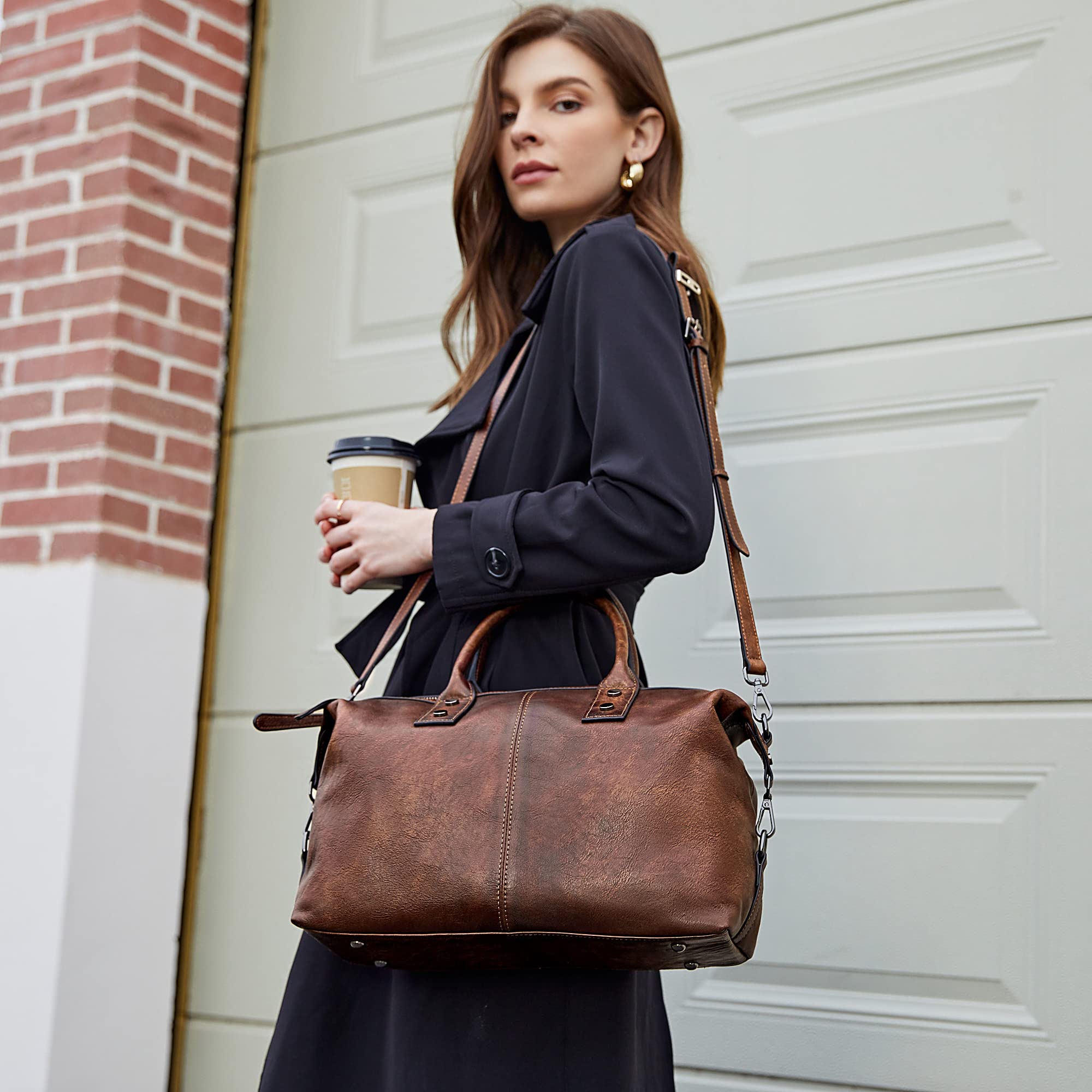 Genuine Leather Satchel Tote Bag for Women - Designer Top Handle Shoulder Bag with Large Capacity & Crossbody Strap - Perfect for Work, Travel & Everyday Use