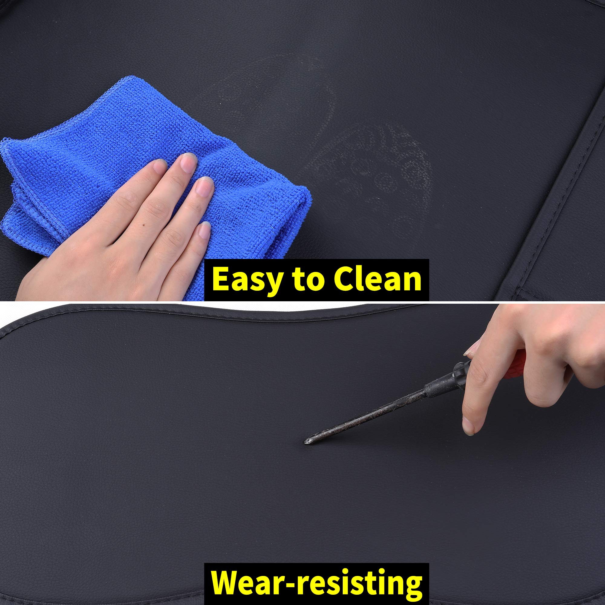 Premium Waterproof Leather Car Rear Seat Covers for 2009-2025 Ford F150 & 2017-2025 F250/F350/F450 - Universal SUV & Pickup Truck Seat Protectors (Black-Blue) - Perfect for Road Trips, Camping & Family Adventures